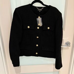 NWT J. Crew Black Lady Blazer in Tweed with Gold Accents